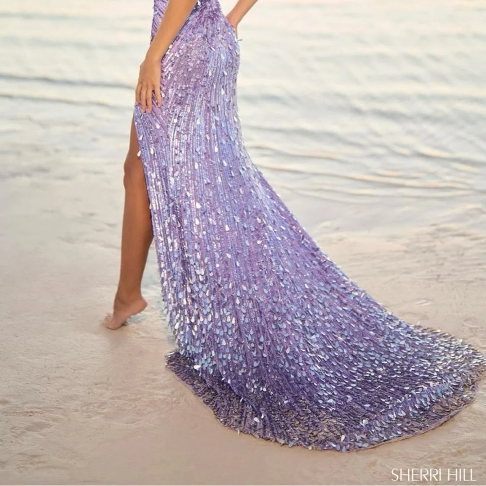 Sherri Hill 56011 Lilac Gown - Picture 4 of 8